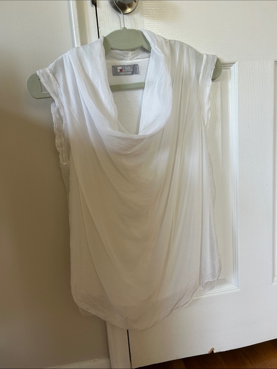 Tina Stephens Tops - Tina Stephens Italy White Sleeveless Draped Cowl Neck Top - worn once!